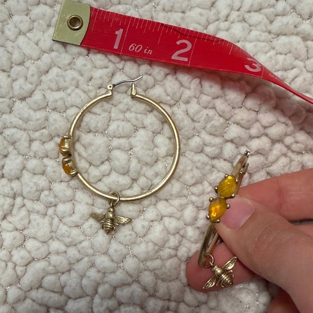 Gold Bee Hoop Earrings